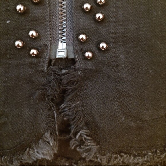 NEW Pistola beaded frayed denim mini skirt black 26 2 NWT - Picture 10 of 12